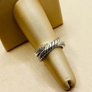 DAVID YURMAN 925 Sterling Silver Crossover Diamond Cable Sz 6